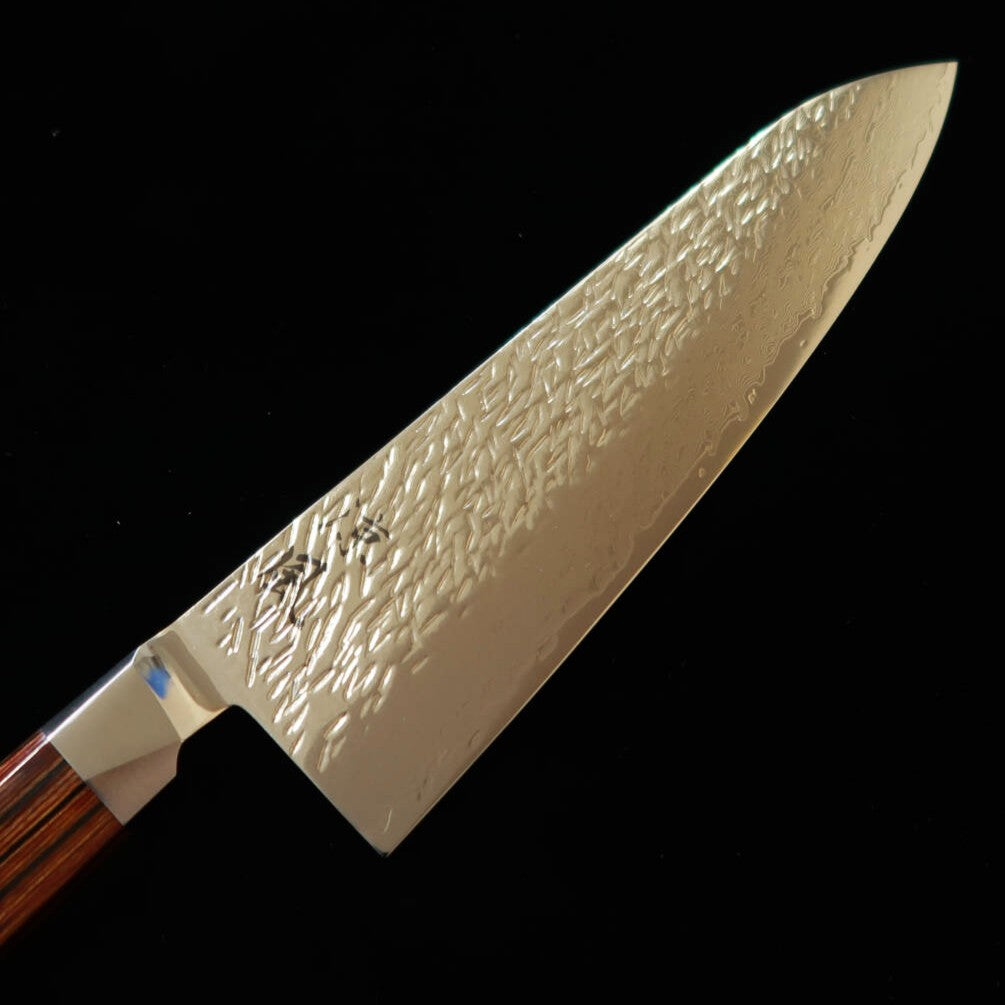 涼風 牛刀 粉末ハイス鋼 鎚目 ダマスカス 積層強化合板柄（210mm）