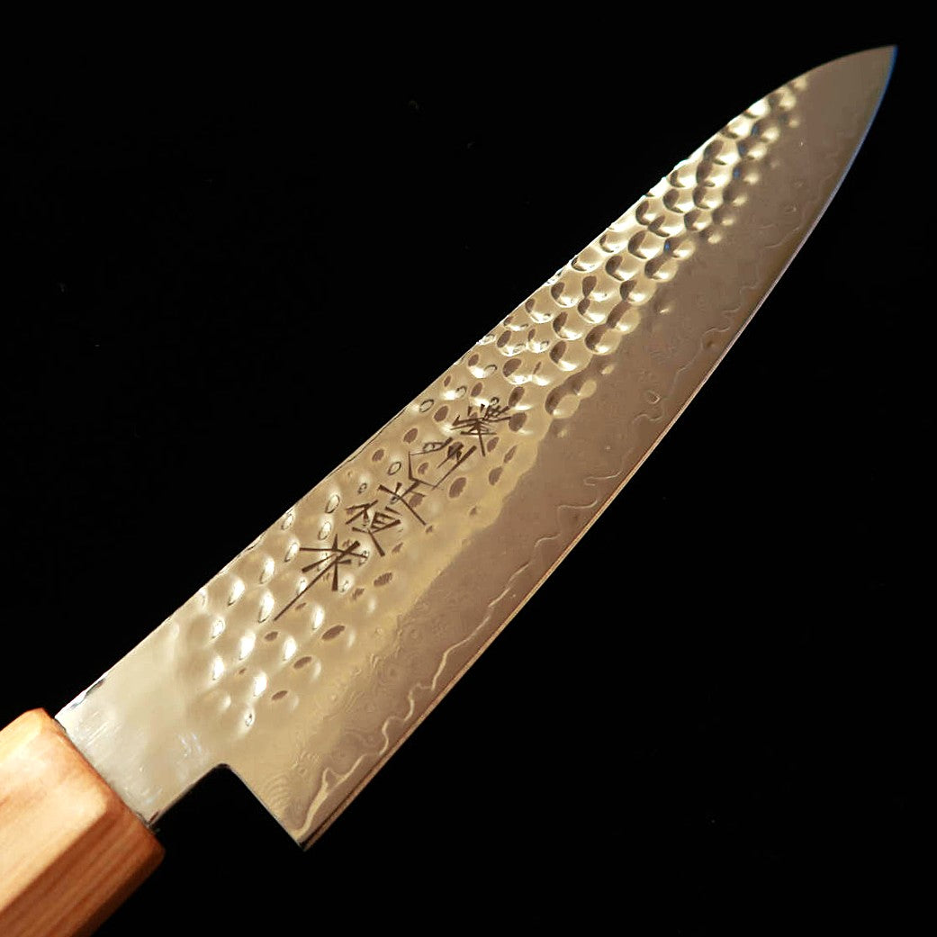 V.ROAD Nōshū Masatsune Petty VG10, martelada, Damasco de 33 camadas, cabo laminado reforçado branco×branco (150 mm)
