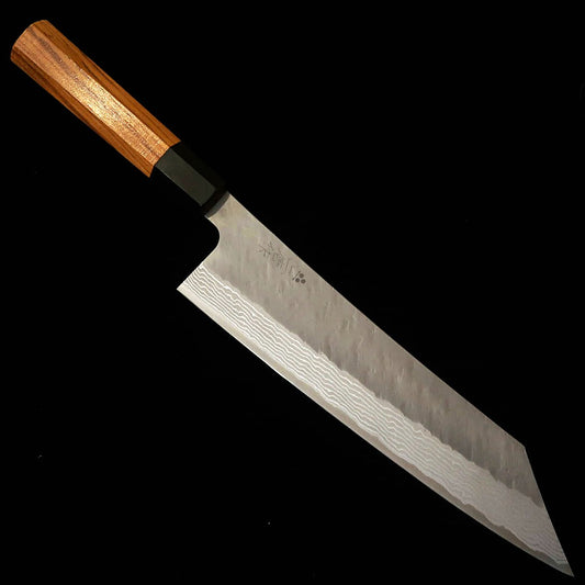 二唐刃物鍛造所NIGARA VG10 槌目ダマスカス 切付牛刀 チーク柄 （240mm）