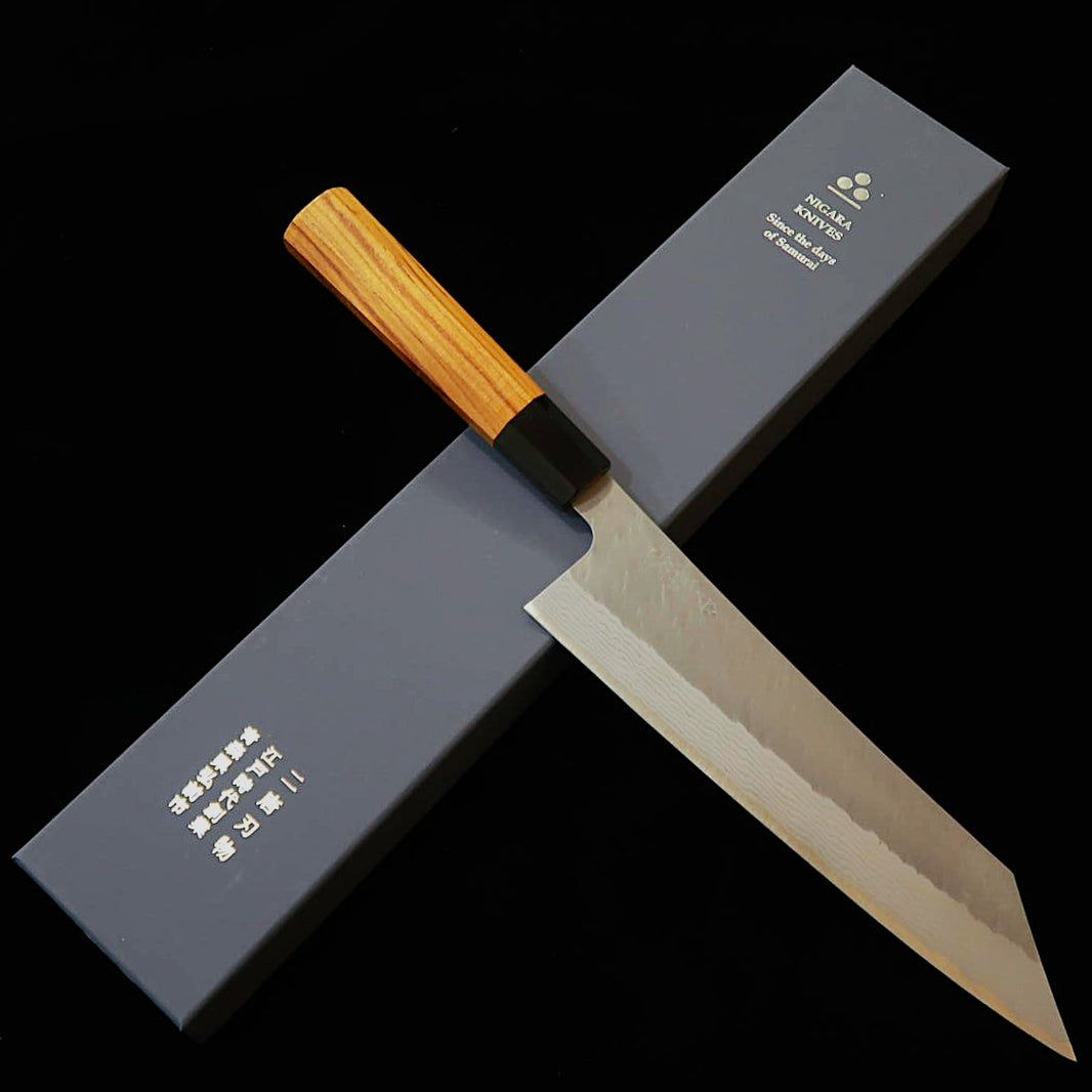 Nigara Hamono Nigara VG10 Hammered Damascus Bunka Knife - Teak Handle (180mm)