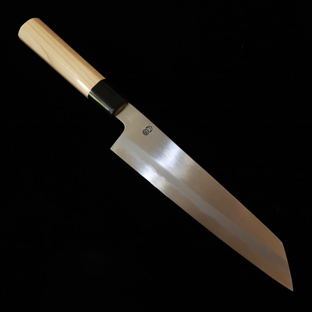 Sakai Kikumori SAKAIKIKUMORI Kikuzuki Kasumi Kiritsuke Gyuto Shirogami #2, cabo octogonal de magnólia (210/240mm)