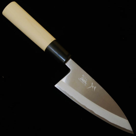 三浦MIURA 出刃 青紙二号 朴丸柄 水牛 （120ｍｍ）