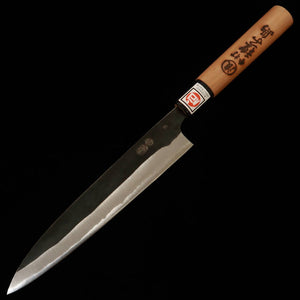 IKENAMI HAMONO, Couteau à sashimi double tranchant, Acier blanc n°1, Inox, Manche en cerisier (210 mm)