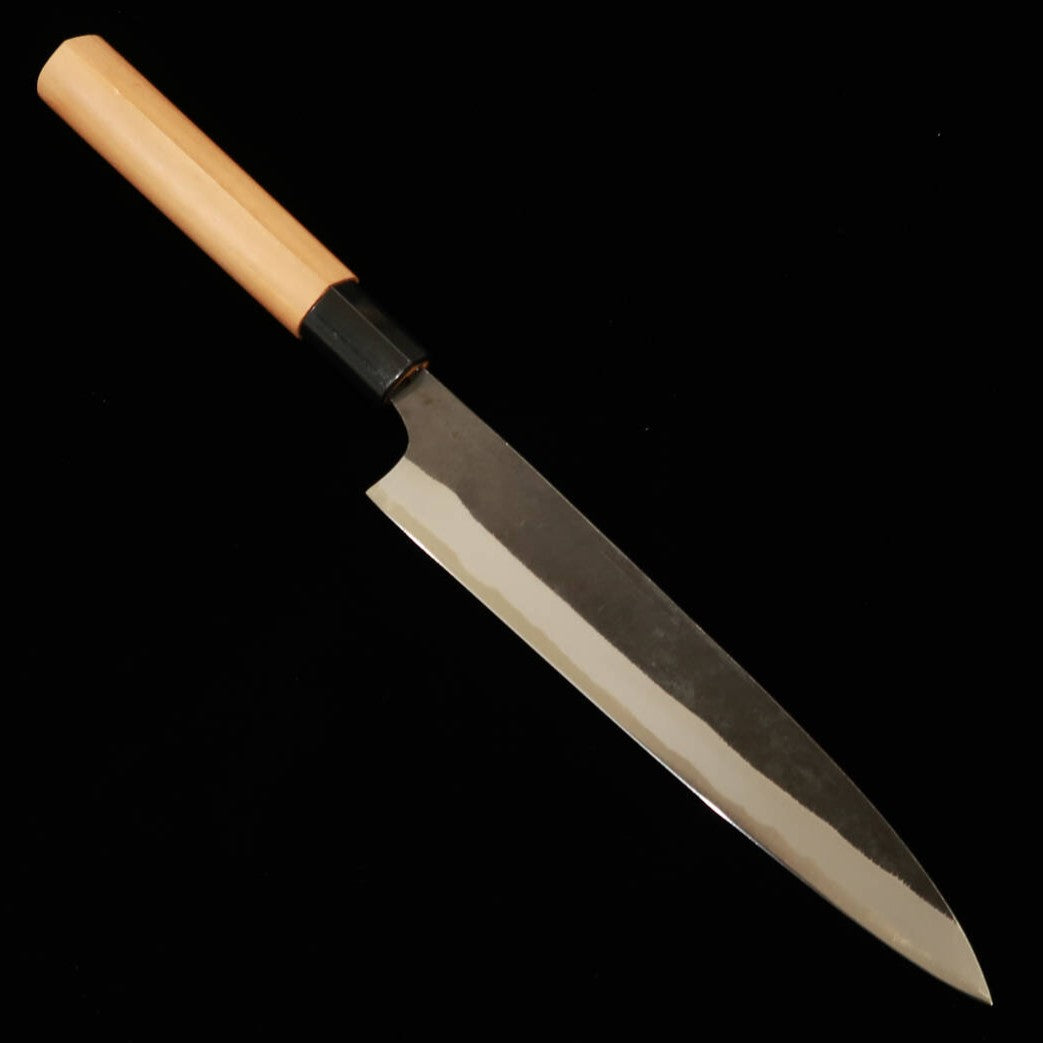 IKENAMI HAMONO, Couteau à sashimi double tranchant, Acier blanc n°1, Inox, Manche en cerisier (210 mm)