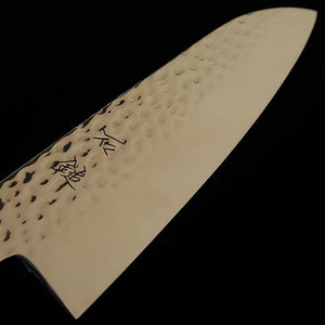 ISHIDUCHI Santoku VG10 martelado 67 camadas Damasco cabo verde (180 mm)