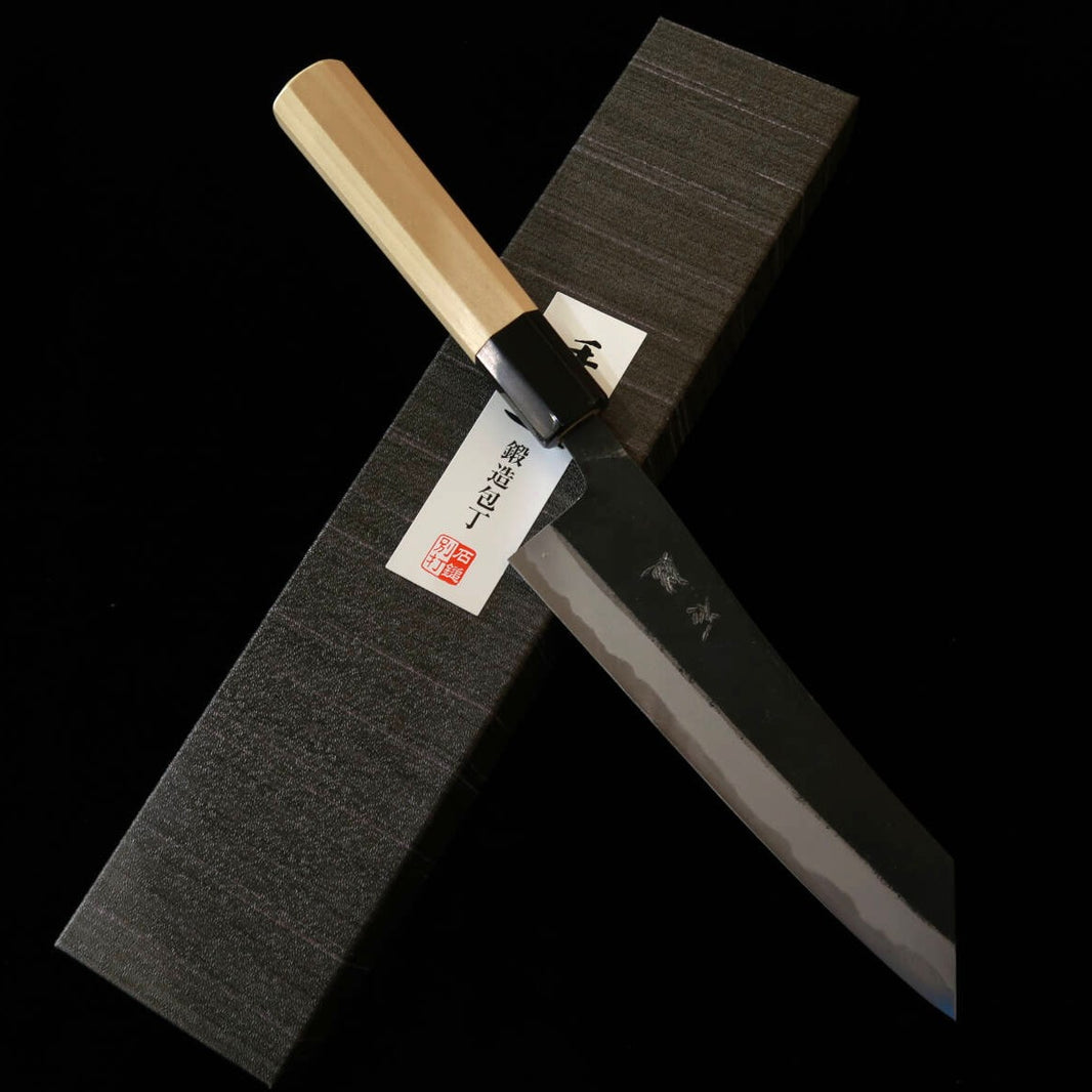 石鎚ISHIDUCHI 文化 青鋼 黒打ち 朴八角柄（180mm）