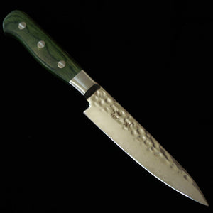 ISHIDUCHI Petty VG10 Hammered Damascus 67 Layers Green Handle (135mm)