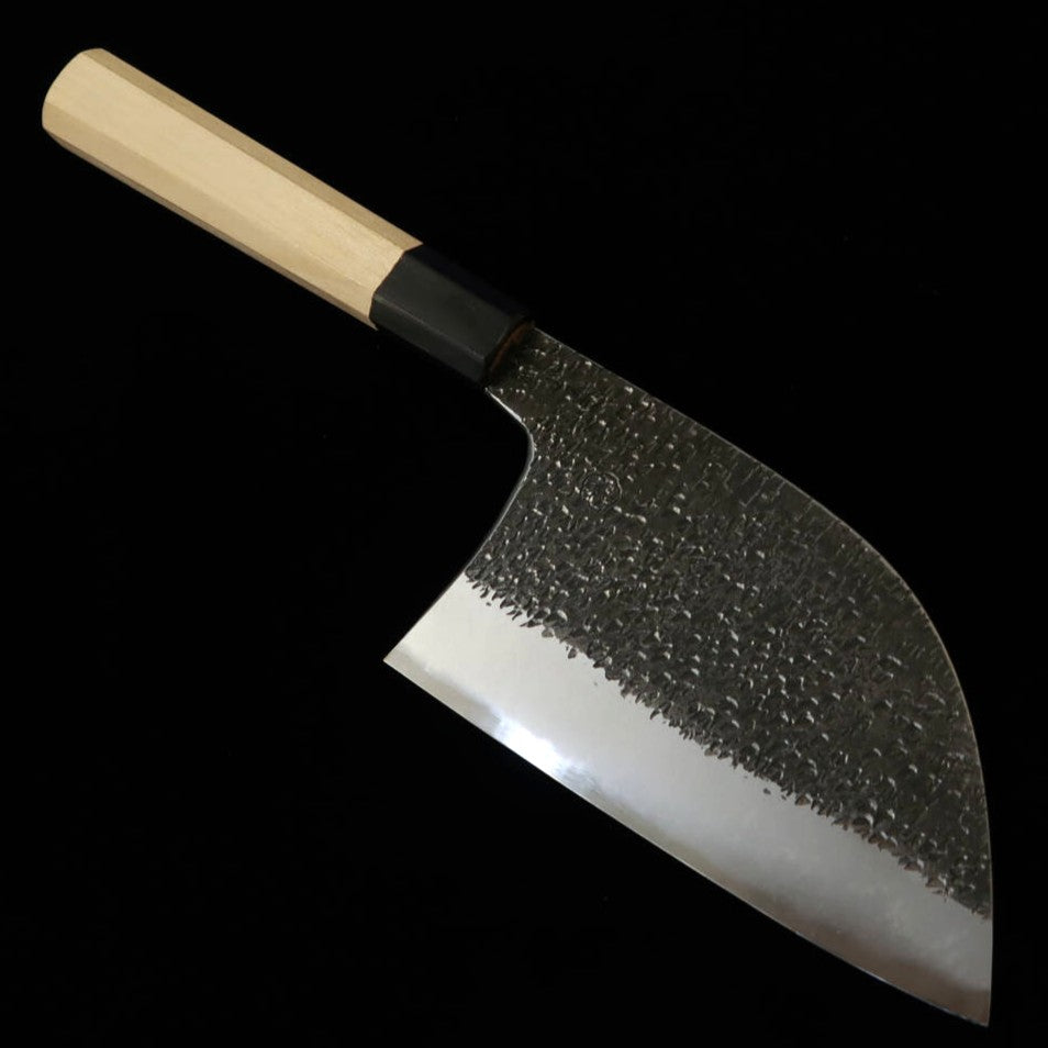 宮崎鍛冶屋 MIYAZAKI KAJIYA 幅広文化 青紙スーパー 軟鉄本割込 鎚目 朴八角柄 (150mm)