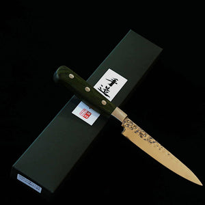ISHIDUCHI Petty VG10 Hammered Damascus 67 Layers Green Handle (135mm)
