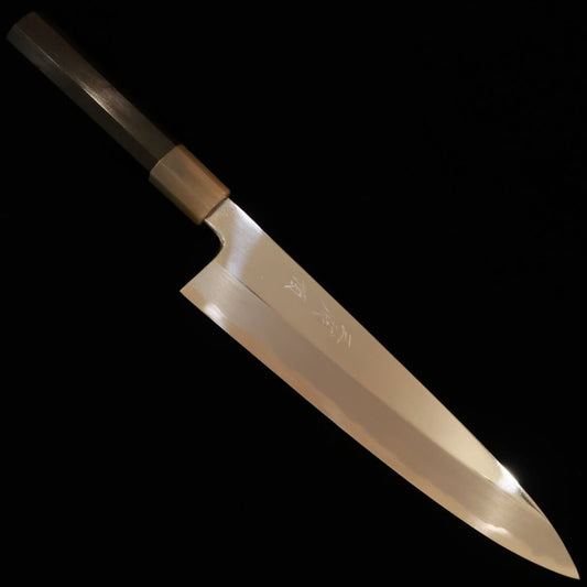 MIURA ITADAKI Gyuto de un solo filo Shirogami No.2 Espejo mango octogonal de ébano (210/240 mm)