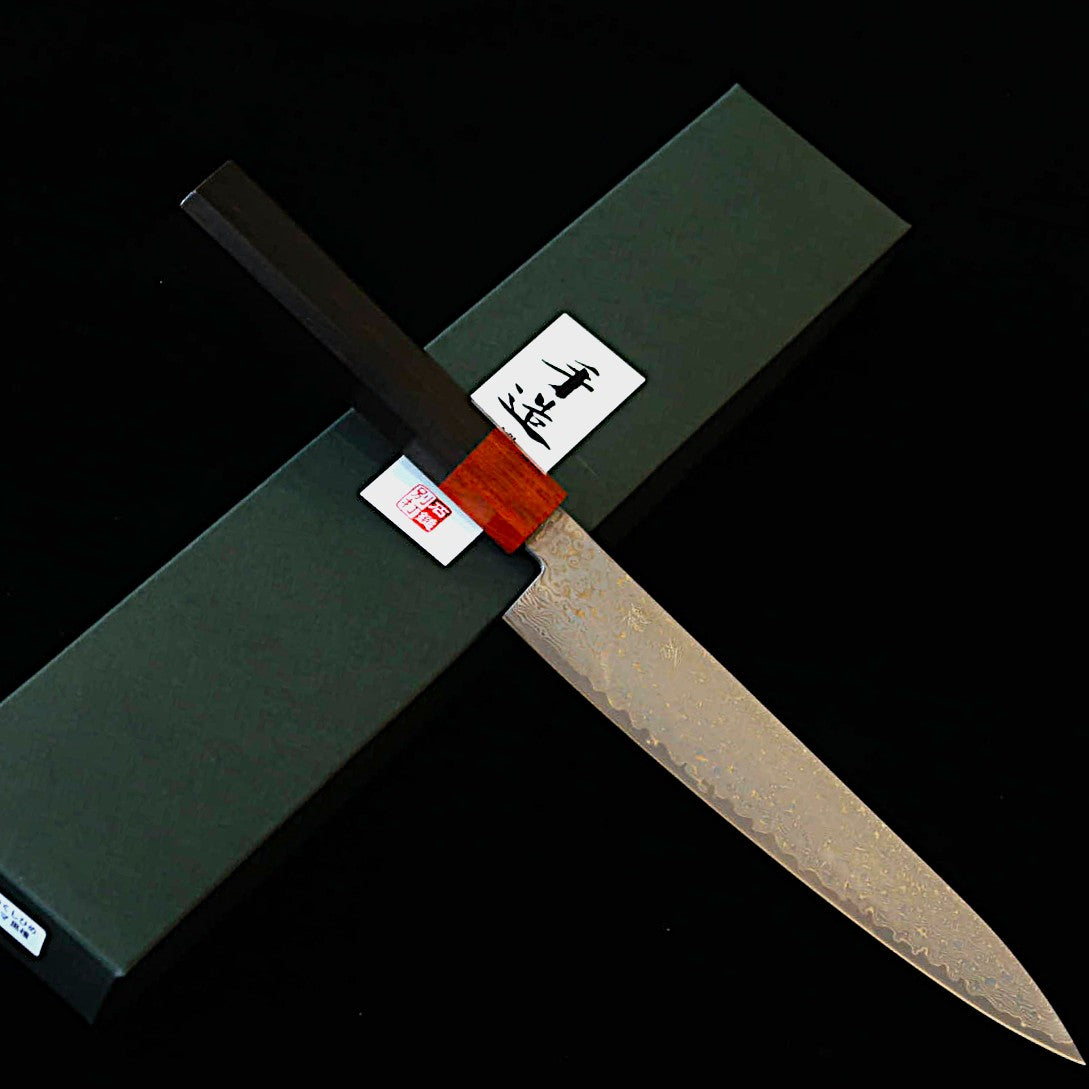 石鎚ISHIDUCHI　牛刀　VG10　67層ダマスカス　黒檀八角紫檀口　（210ｍｍ）