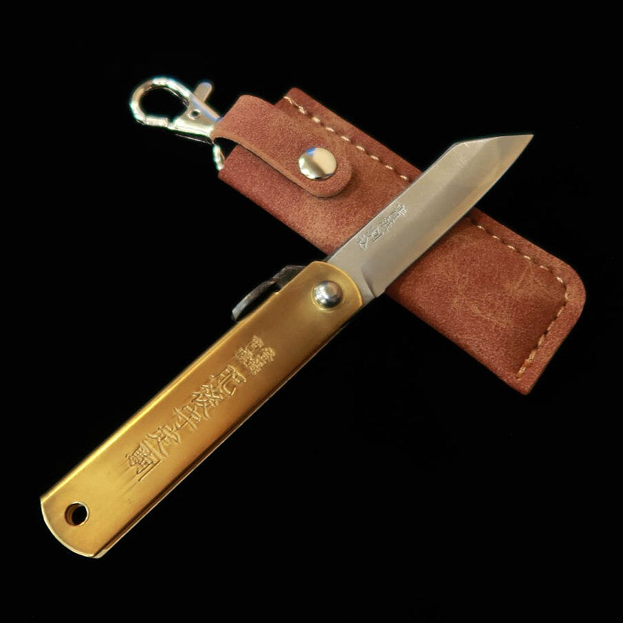 Japanese Folding knife HIGONOKAMI Blue Steel Pocket Higonokami Brown (50mm)