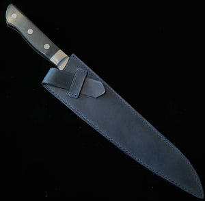 YOKU leatherworks Funda de cuero para cuchillo, para gyuto, negro / azul marino / camel (240 mm)