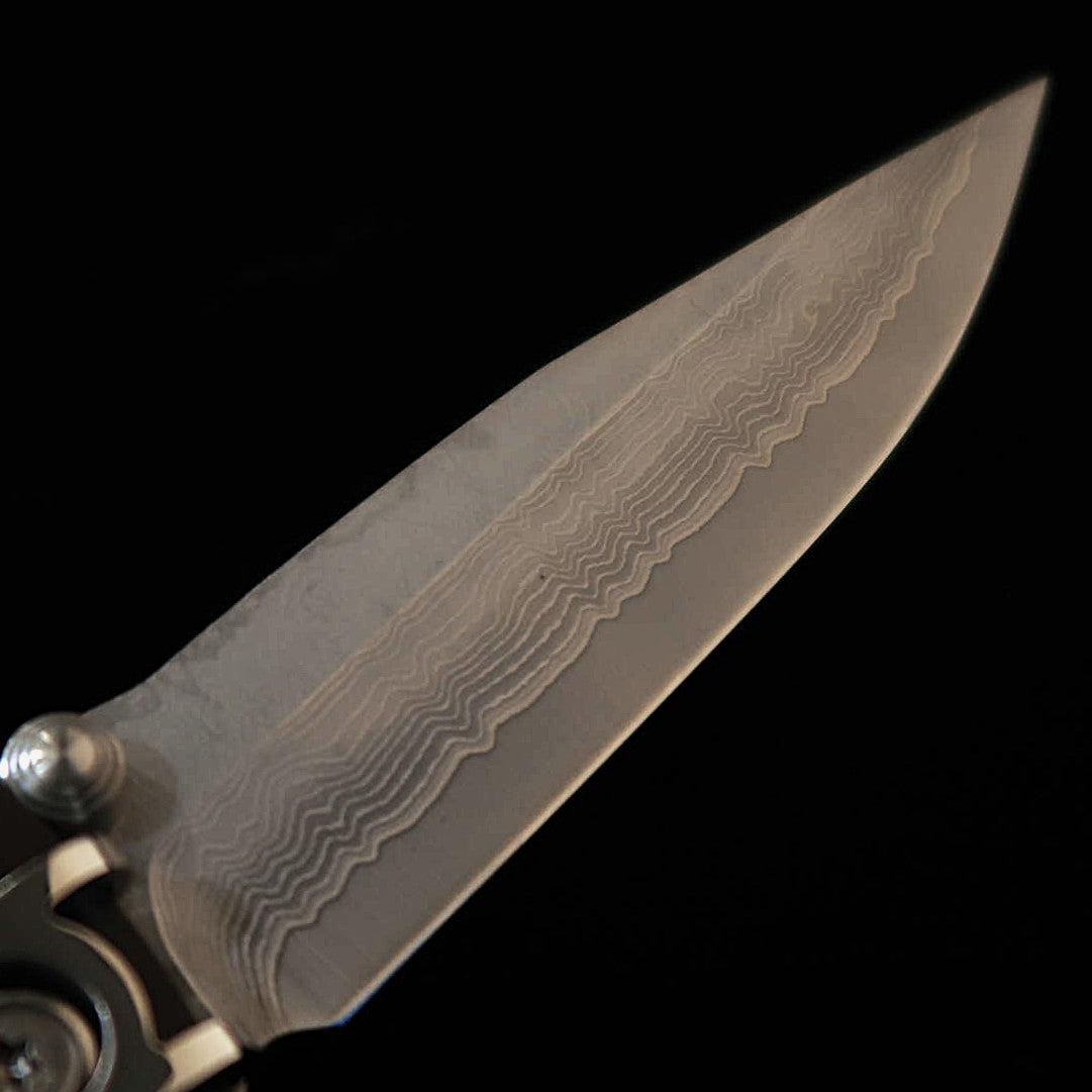 エムカスタMCUSTA クラシックウェイヴ ダマスカス ブラックパッカウッド フォールディングナイフ MC-0017D （85mm）