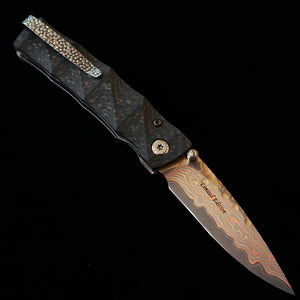MCUSTA 25th Anniversary Limited Edition HADOU Folding Knife, VG10 33-Layer Damascus - Carbon Fiber Handle (MC-0033C FGB&G)