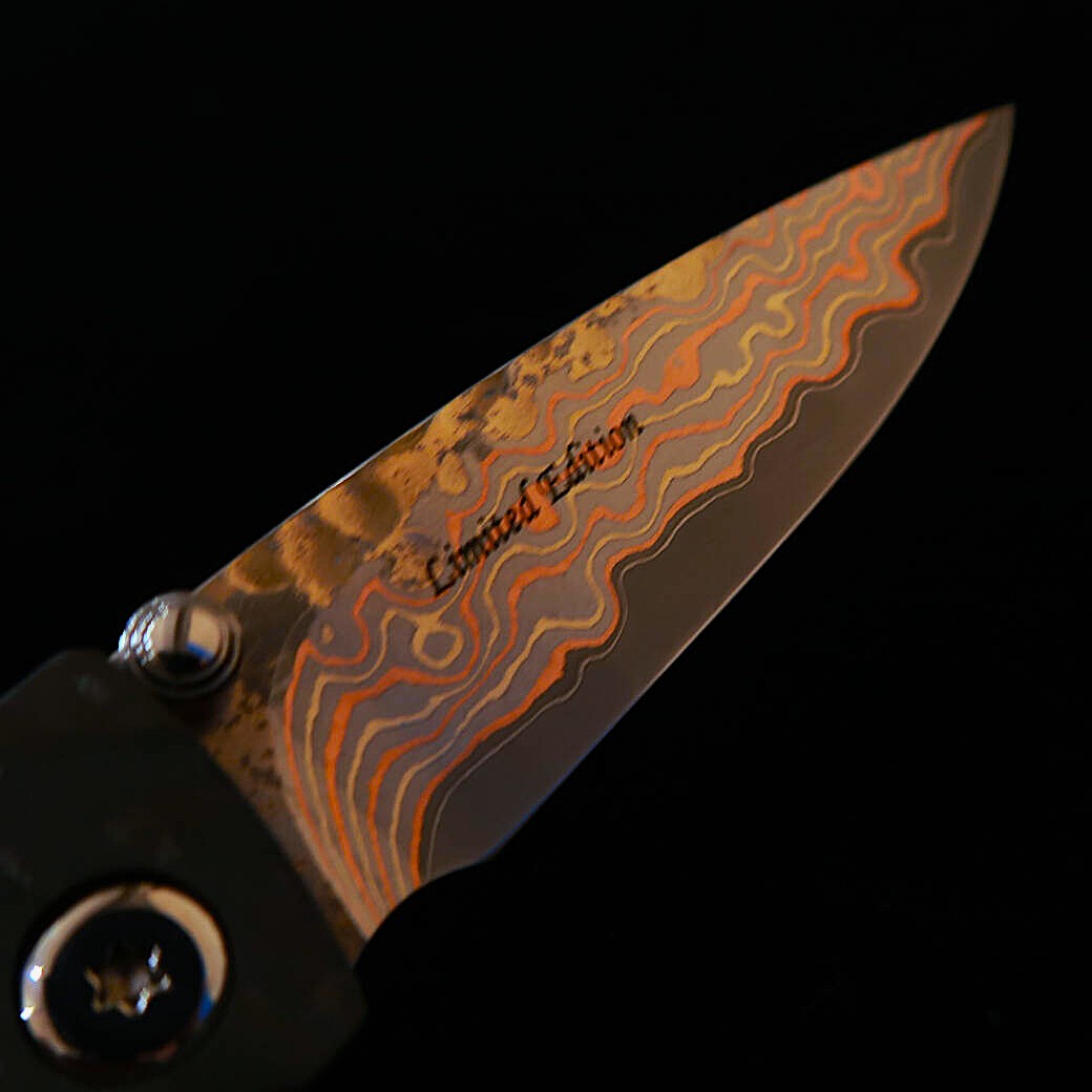 MCUSTA 25th Anniversary Limited Edition HADOU Folding Knife, VG10 33-Layer Damascus - Carbon Fiber Handle (MC-0033C FGB&G)