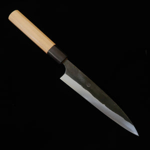 Miura Onibito yanagiba acier Shirogami n°1, manche en contreplaqué noir motif cerisier (150 mm)