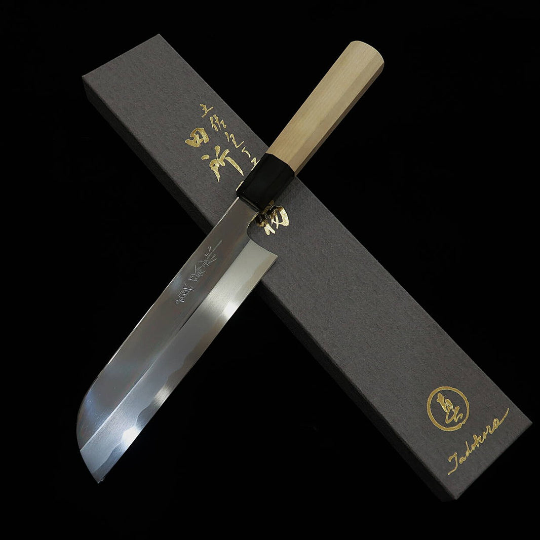 田所刃物TADOKORO HAMONO 真琴作 鏡面 白紙二号 左利き用 鎌薄刃 朴八角柄（195mm）