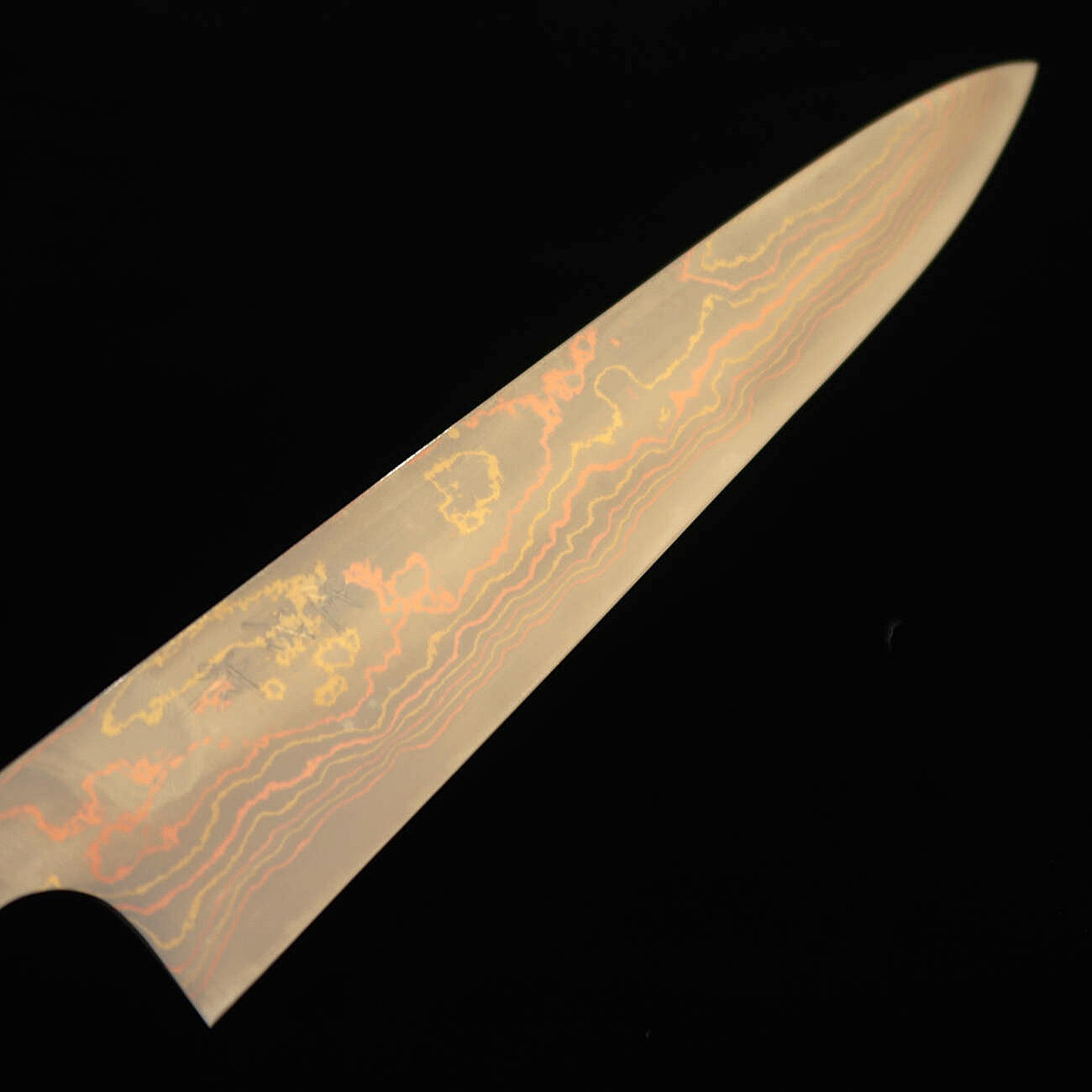 Takeshi Saji, Blue Steel No. 2, Colored Damascus Petty with