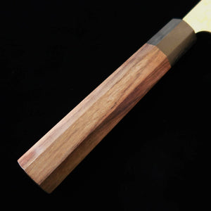 SAJI TAKESHI, acier Aogami n°2, damas coloré, Sujihiki, manche octogonal en bois de rose (240/270 mm)