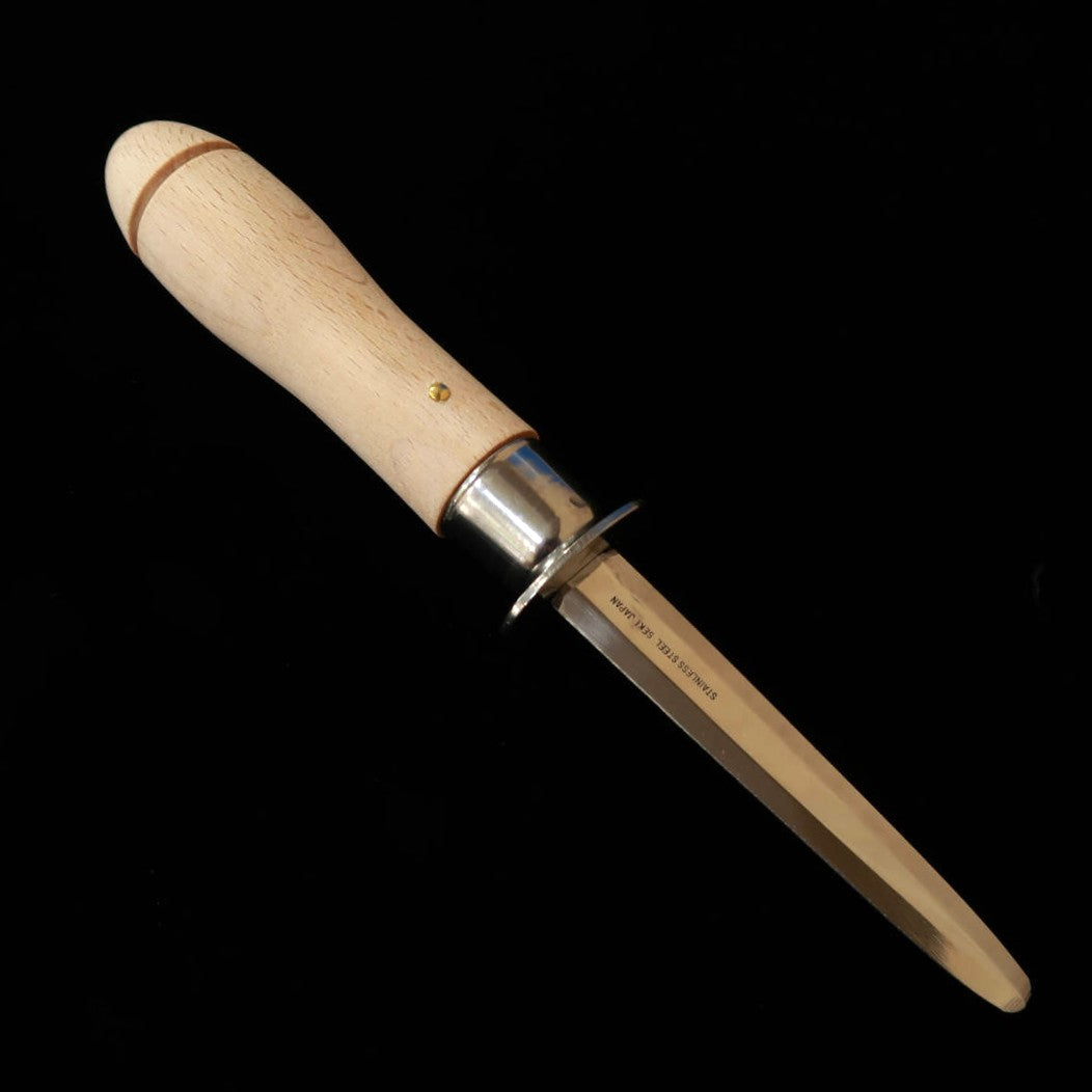 Cuchillo para ostras de acero inoxidable con mango de madera (65/95 mm)