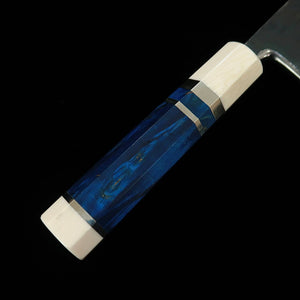 MIURA Itadaki Deba Tanaka Yoshikazu Acero Shirogami nº 2 acabado negro Mango de madera estabilizada con virola de plata (180 mm)