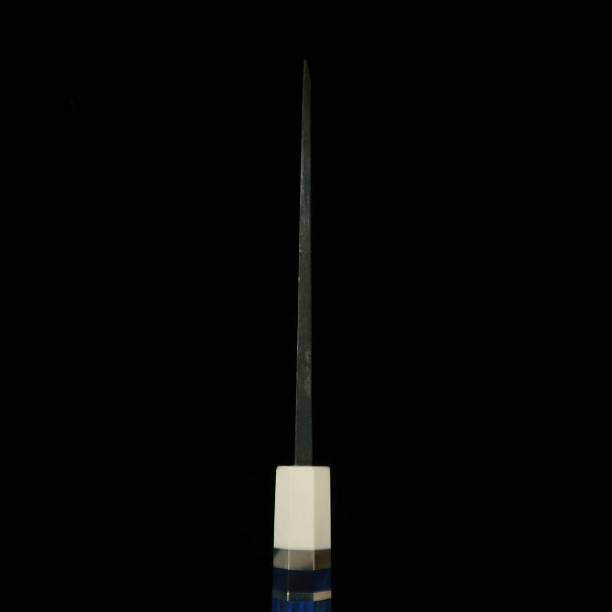 MIURA Itadaki Deba Tanaka Yoshikazu Acero Shirogami nº 2 acabado negro Mango de madera estabilizada con virola de plata (180 mm)