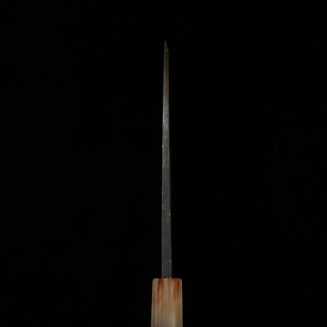 MIURA Itadaki Deba Tanaka Yoshikazu Aço Branco Nº2 Acabamento Negro Cabo de Ébano com Anel de Prata (165mm)