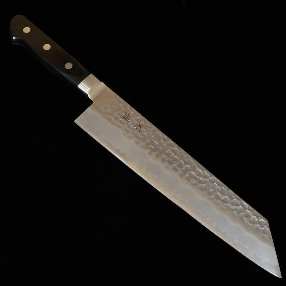 石鎚ISHIDUCHI 切付牛刀 青紙スーパー 鎚目 黒合板柄（210mm）