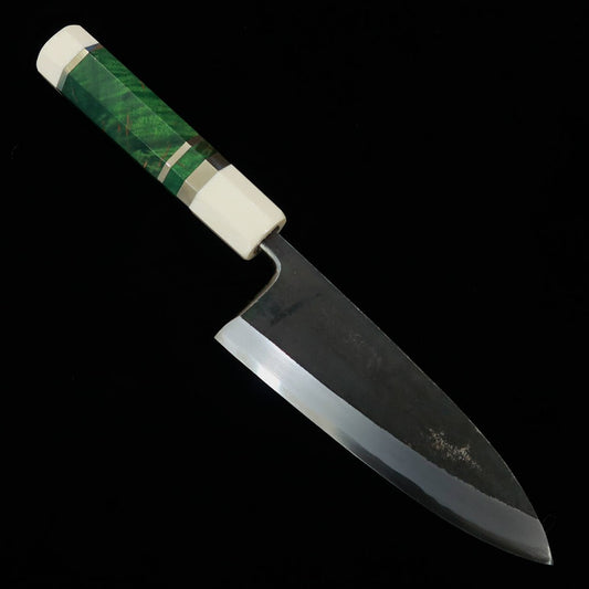 Miura Tadaki Deba, Shirogami No. 2, Black Forged, Stabilized Wood Silver Handle (150mm)