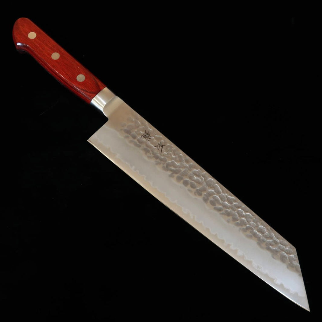 石鎚ISHIDUCHI 切付牛刀 青紙スーパー 鎚目 赤合板柄（210mm）
