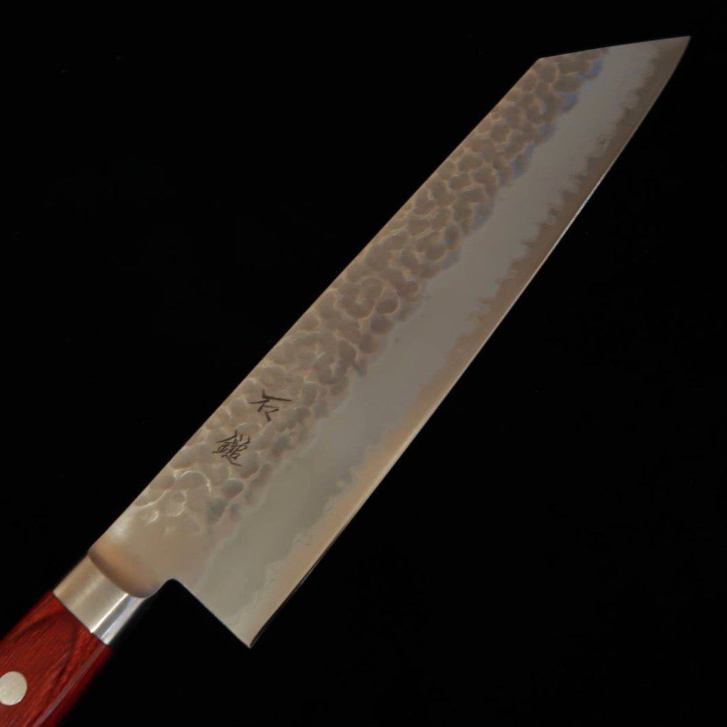 ISHIDUCHI Ishiduchi, gyuto kiritsuke, Aogami Super, martillado, mango de laminado rojo (210 mm)