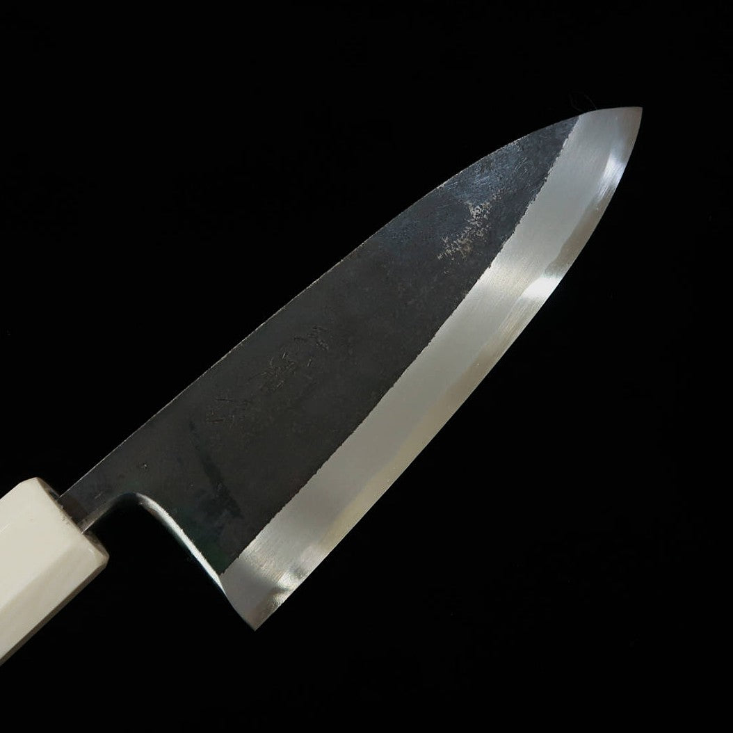 MIURA Itadaki Deba Tanaka Yoshikazu Aço Branco Nº2 Acabamento Negro Cabo de Madeira Estabilizada com Anel de Prata (150mm)