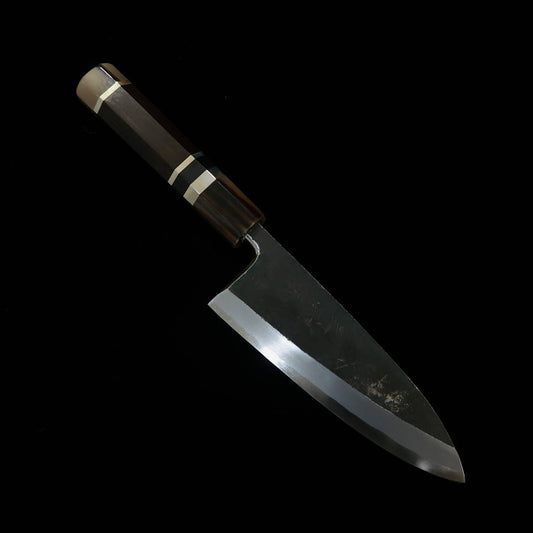 Miura Tadaki Deba, Shirogami No. 2, Black Finish, Ebony and Silver Handle (150mm)