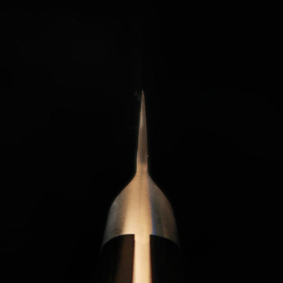 ISHIDUCHI Petty, Ginsan Steel, Nashiji Finish, Black Plywood Handle (135mm)
