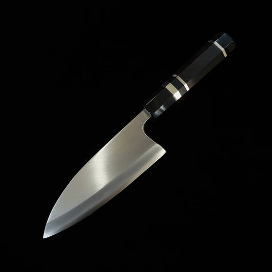 Miura Deba, Left-Handed, Ginsan, Wood Finish, Ebony with Silver Handle (150mm)