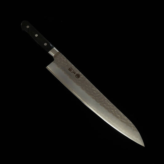 Gyuto MIURA AUS8 acabado martillado, mango de madera contrachapada negra