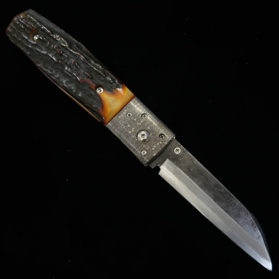 Takeda Hamono Inagaki Made Liner Lock Folder B Indian Stag Special Bolster Super Blade Steel