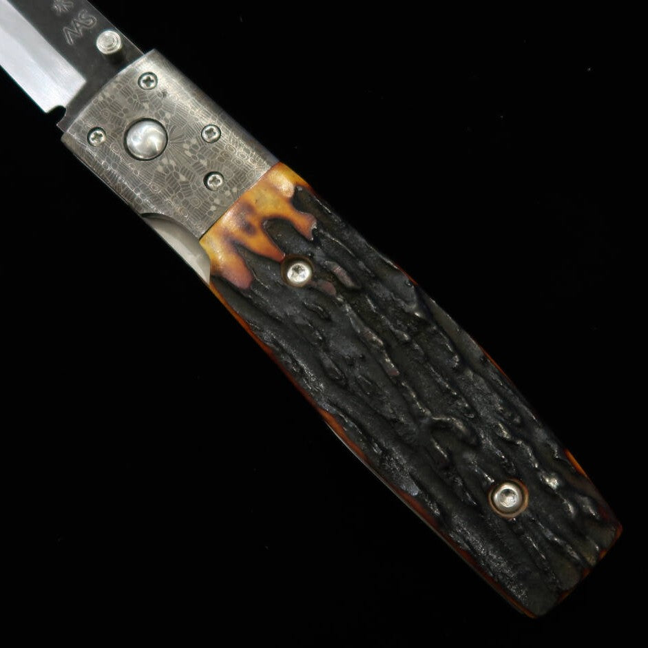 Takeda Hamono Inagaki Made Liner Lock Folder B Indian Stag Special Bolster Super Blade Steel