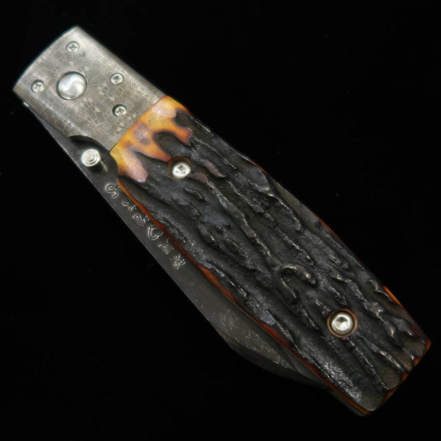 Takeda Hamono Inagaki Made Liner Lock Folder B Indian Stag Special Bolster Super Blade Steel