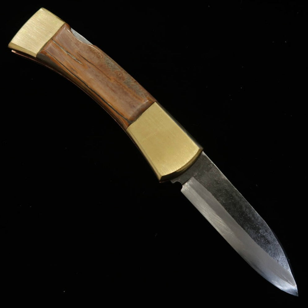Navaja plegable tipo Bitchū TAKEDA forjado a mano por Fumio Inagaki, Aogami Super, mango de marfil de mamut (68 mm)
