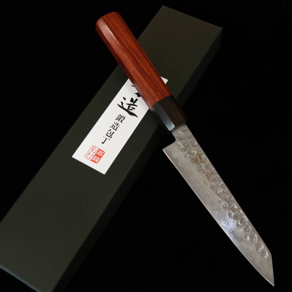 石鎚ISHIDUCHI 切付ペティ VG10 67層ダマスカス ローズ八角黒檀口（145mm）