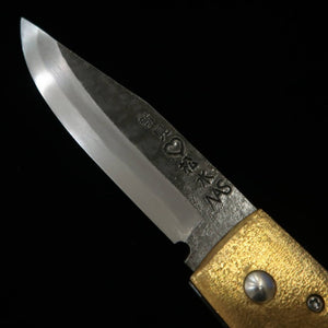 Navaja plegable tipo Bitchū TAKEDA forjado a mano por Inagaki, Aogami Super, mango de marfil de mamut (75mm)