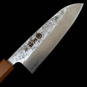 Miura Santoku Knife, Swedish Steel, Damascus Finish, Burnt Lacquer, Octagonal Handle (165mm)