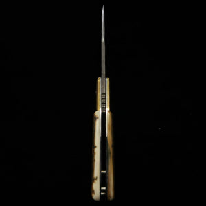 Navaja plegable tipo Bitchū TAKEDA forjado a mano por Inagaki, Aogami Super, mango de marfil de mamut (75mm)