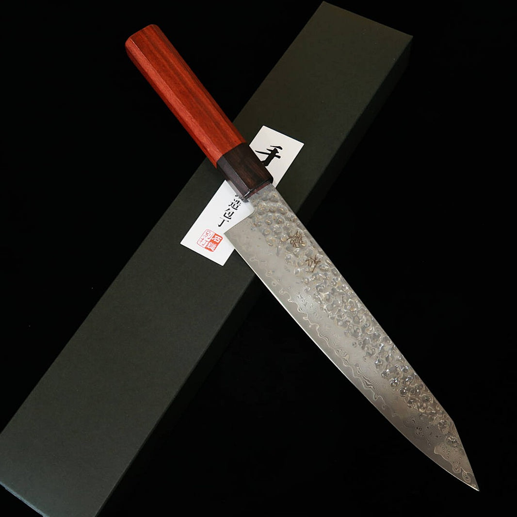 石鎚ISHIDUCHI 切付牛刀 VG10 67層ダマスカス ローズ八角黒檀口（210mm）