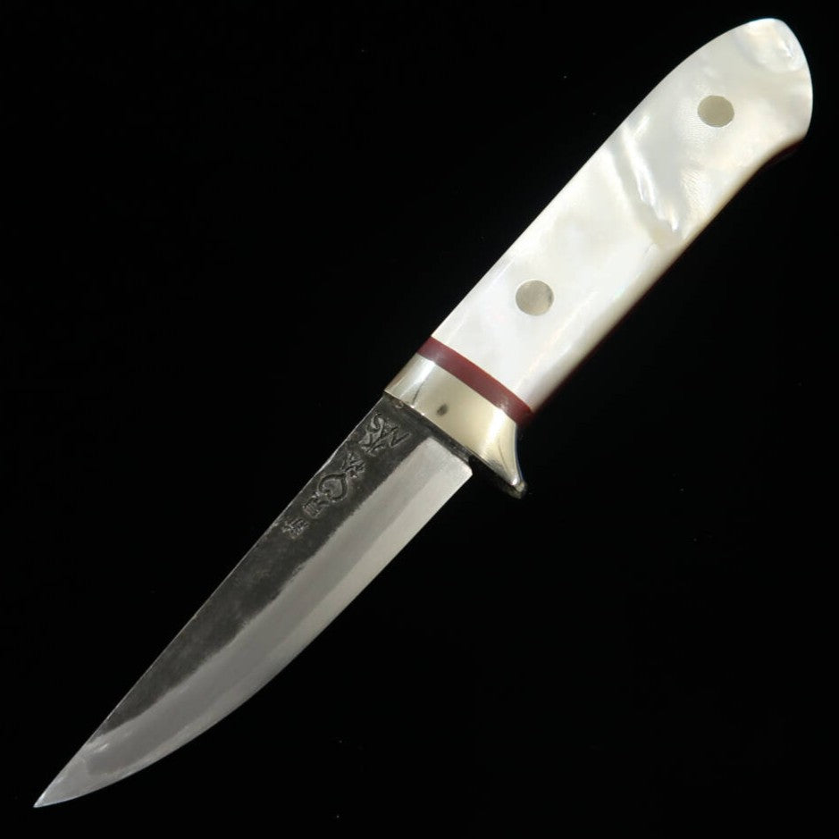 武田刃物TAKEDA　備中手打ち鍛冶　守屋作　シースナイフ　パールハンドル（80mm）