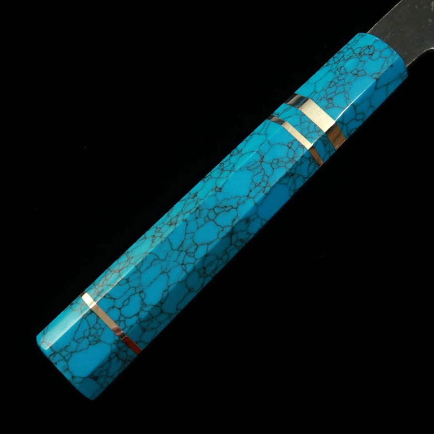 三浦頂MIURAItadaki 牛刀 白紙二号 黒打ち ターコイズハンドル （240ｍｍ）