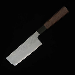 NIGARA cuchillo nakiri de punta redondeada VG10 damasco martillado mango de wengué (165 mm)