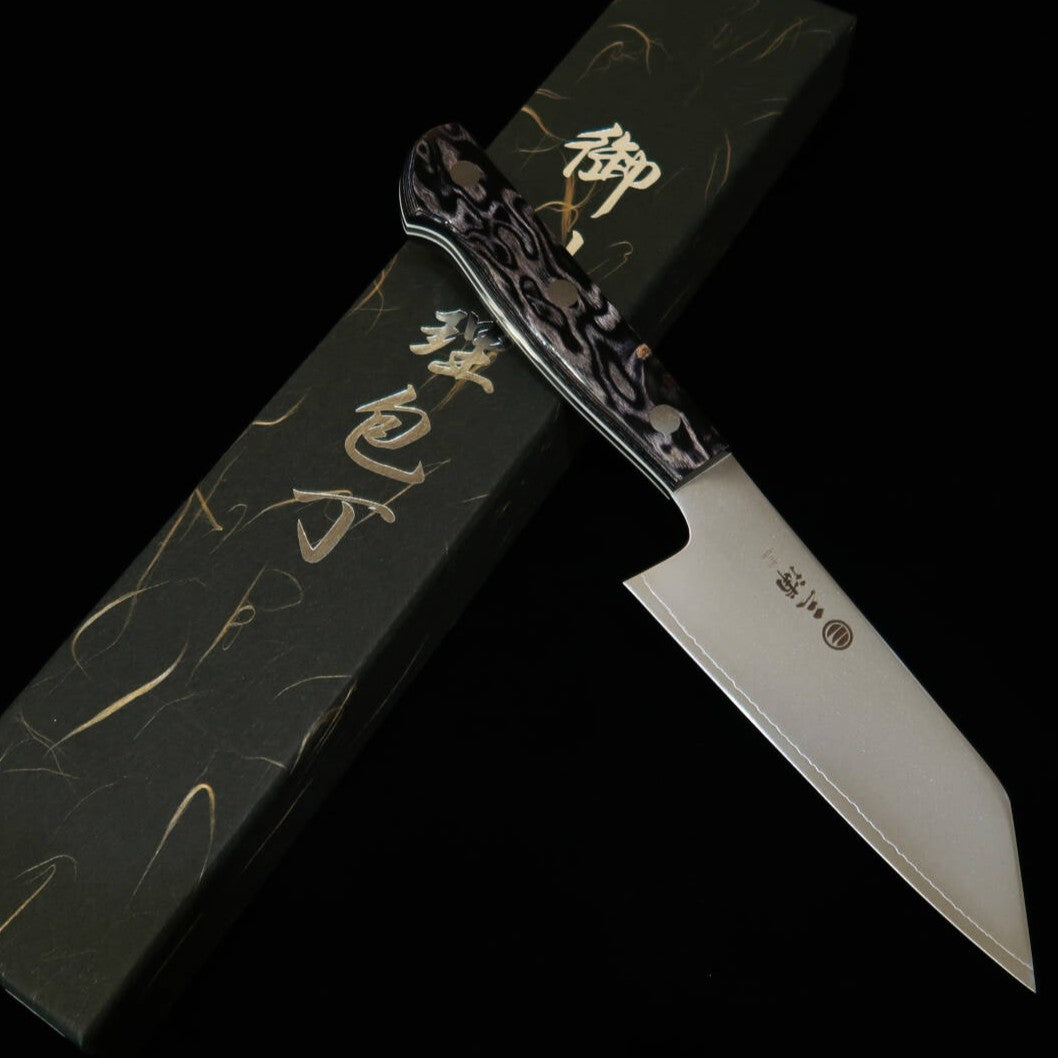 三浦MIURA 切付三徳 SLD 黒合板柄 カラーライン（135mm）